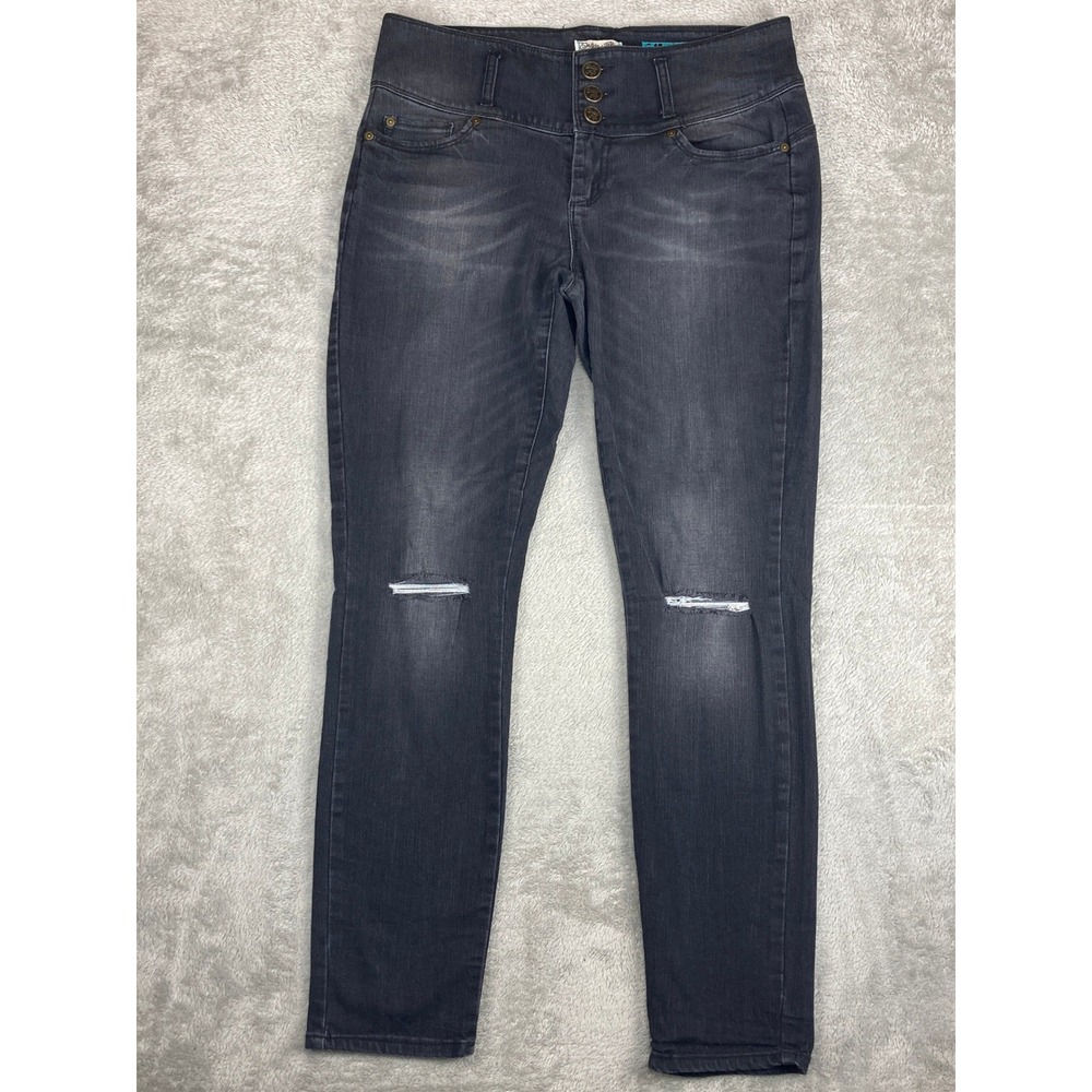 Indigo Rein "Bootyful" High Waisted Ripped Skinny Jeans Womens Size 13 Dark Wash